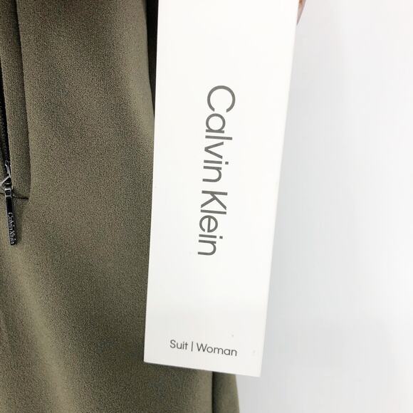 CALVIN KLEIN Women Trousers 22W Green Mid-Rise Pull-On Slim Straight Pants NWT - Picture 13 of 13